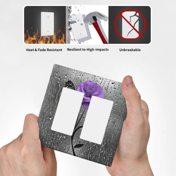1Pcs A purple flower Switch Plates And Outlet Covers  Wall Plate Cover  Light Switch Plate  Unbreakable Polycarbonate Thermoplastic  Decorative switch and socket covers for home kitchen decoration - Image 4