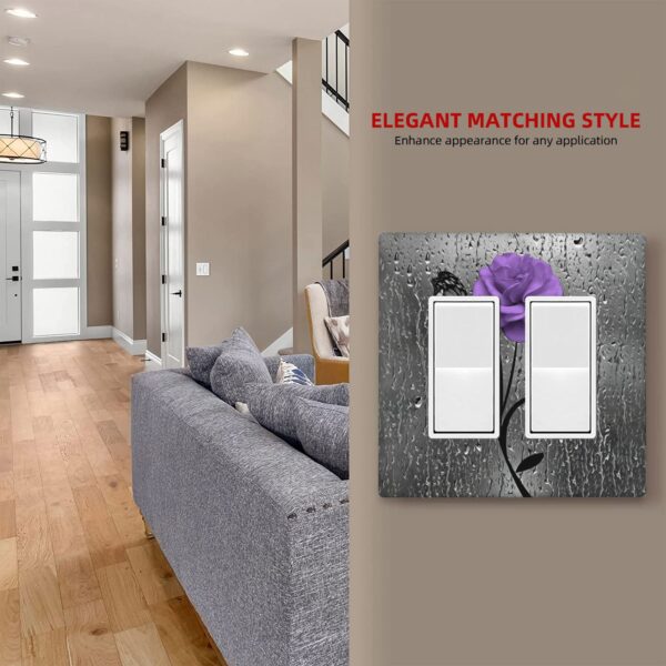 1Pcs A purple flower Switch Plates And Outlet Covers  Wall Plate Cover  Light Switch Plate  Unbreakable Polycarbonate Thermoplastic  Decorative switch and socket covers for home kitchen decoration - Image 5