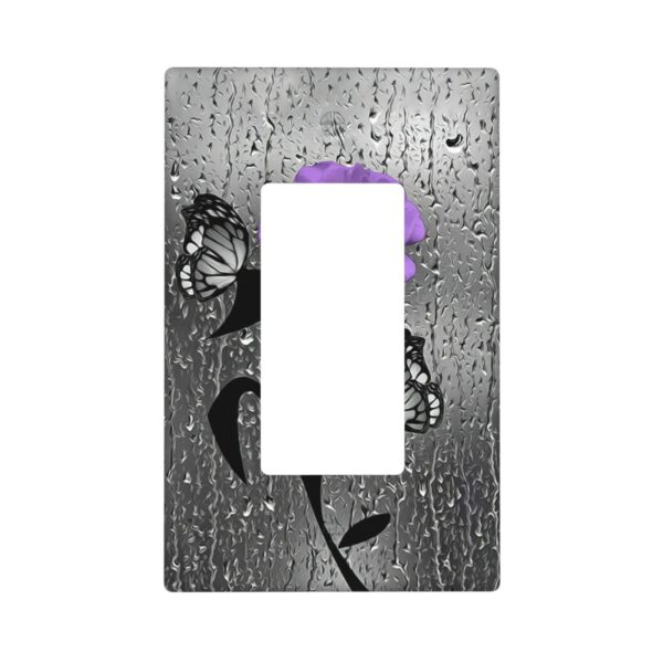1Pcs A purple flower Switch Plates And Outlet Covers  Wall Plate Cover  Light Switch Plate  Unbreakable Polycarbonate Thermoplastic  Decorative switch and socket covers for home kitchen decoration