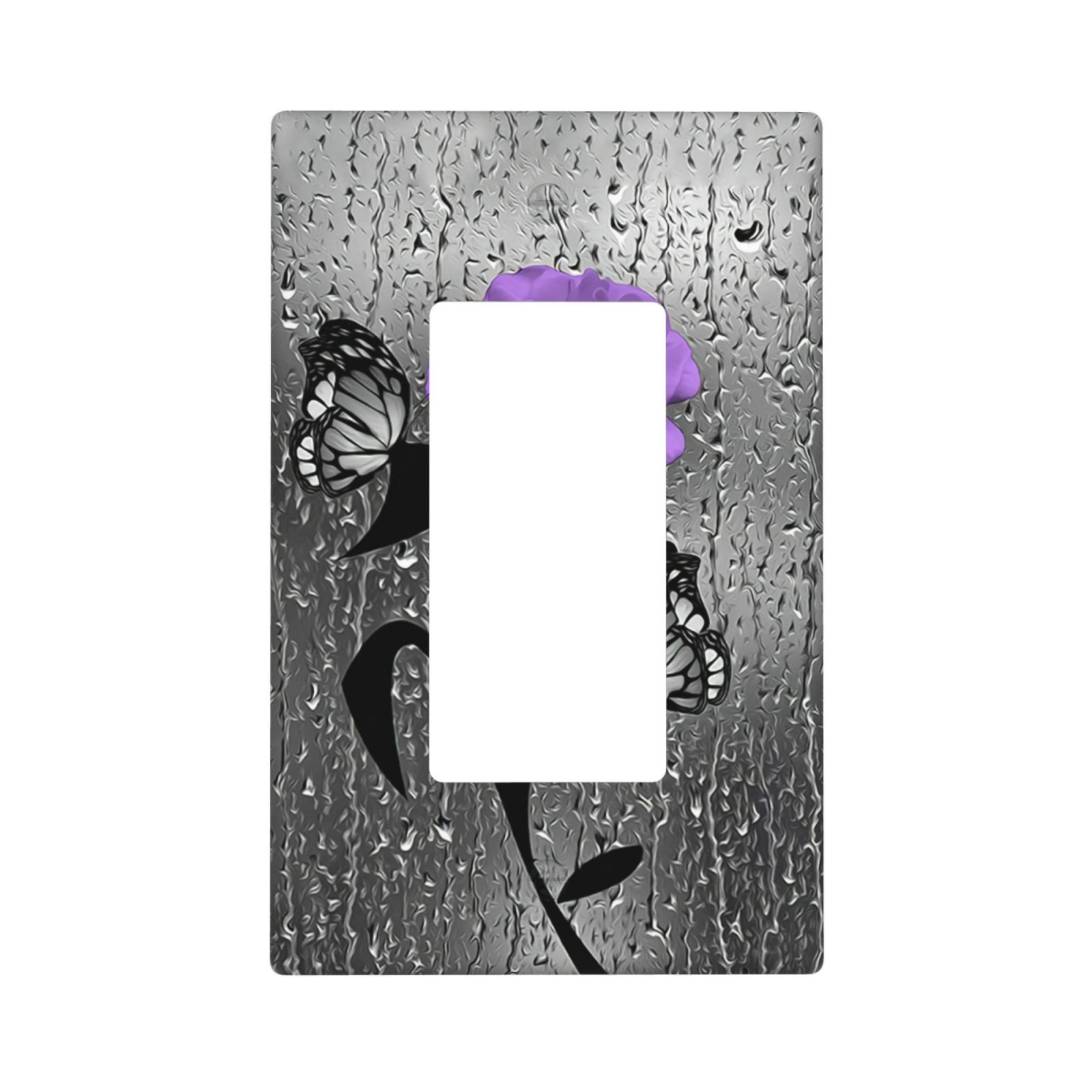 1Pcs A purple flower Switch Plates And Outlet Covers Wall Plate Cover Light Switch Plate Unbreakable Polycarbonate Thermoplastic Decorative switch and socket covers for home kitchen decoration
