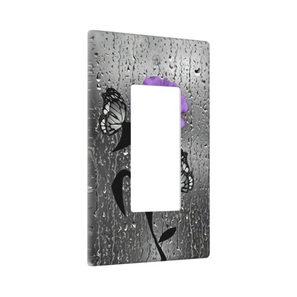 1Pcs A purple flower Switch Plates And Outlet Covers  Wall Plate Cover  Light Switch Plate  Unbreakable Polycarbonate Thermoplastic  Decorative switch and socket covers for home kitchen decoration - Image 4