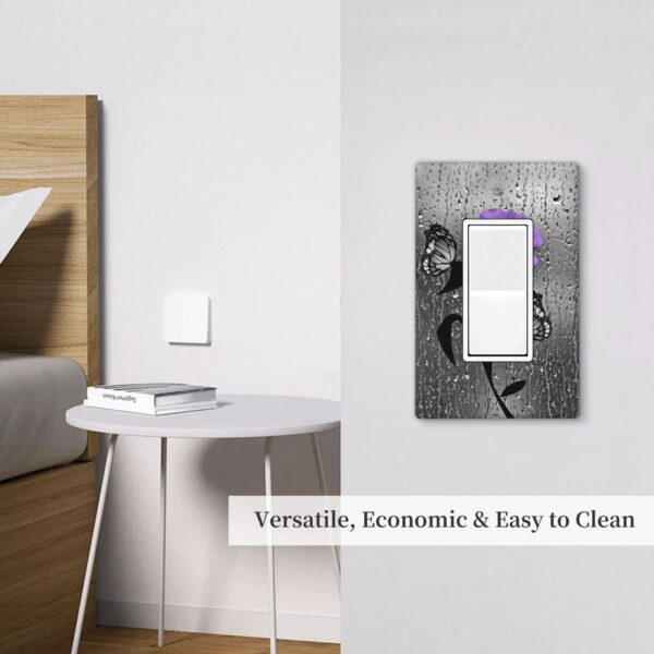 1Pcs A purple flower Switch Plates And Outlet Covers  Wall Plate Cover  Light Switch Plate  Unbreakable Polycarbonate Thermoplastic  Decorative switch and socket covers for home kitchen decoration - Image 6