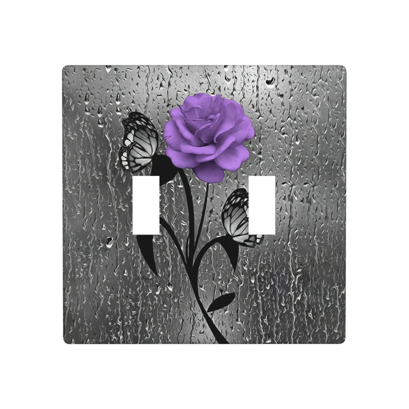 1Pcs A purple flower Switch Plates And Outlet Covers Wall Plate Cover Light Switch Plate Unbreakable Polycarbonate Thermoplastic Decorative switch and socket covers for home kitchen decoration