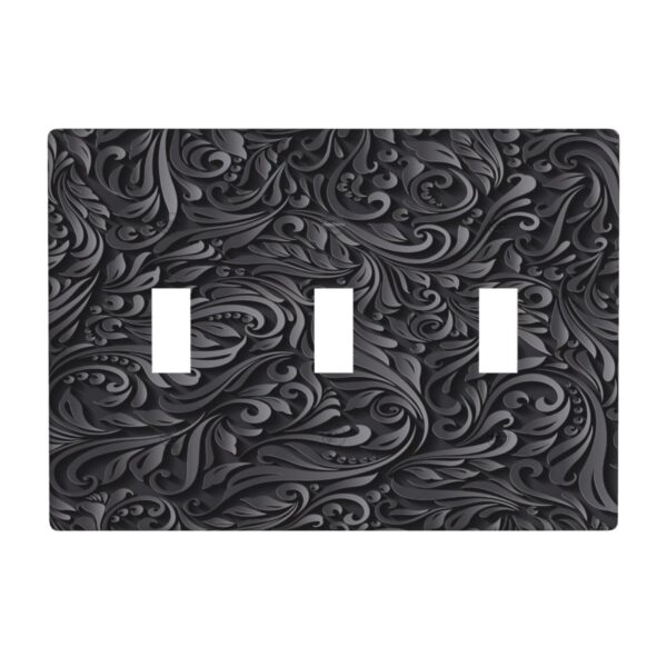 1Pcs Black floral printSwitch Plates And Outlet Covers  Wall Plate Cover  Light Switch Plate  Unbreakable Polycarbonate Thermo plastic  Decorative switch and socket covers for home kitchen decoration