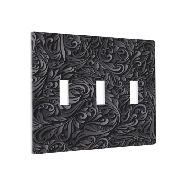1Pcs Black floral printSwitch Plates And Outlet Covers  Wall Plate Cover  Light Switch Plate  Unbreakable Polycarbonate Thermo plastic  Decorative switch and socket covers for home kitchen decoration - Image 2