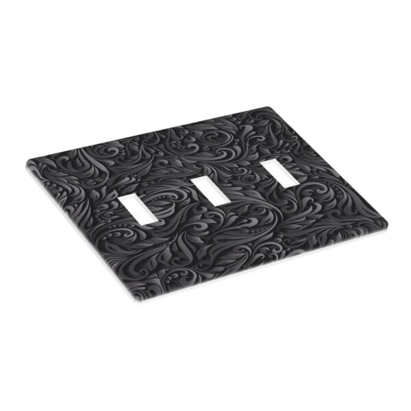 1Pcs Black floral printSwitch Plates And Outlet Covers  Wall Plate Cover  Light Switch Plate  Unbreakable Polycarbonate Thermo plastic  Decorative switch and socket covers for home kitchen decoration - Image 3