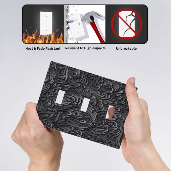 1Pcs Black floral printSwitch Plates And Outlet Covers  Wall Plate Cover  Light Switch Plate  Unbreakable Polycarbonate Thermo plastic  Decorative switch and socket covers for home kitchen decoration - Image 5