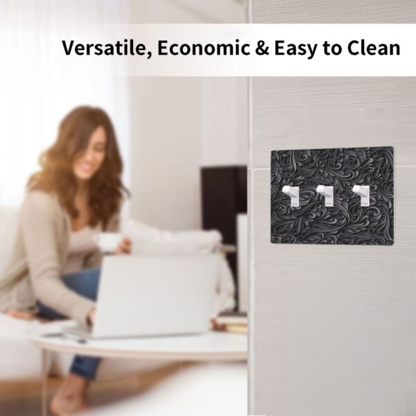 1Pcs Black floral printSwitch Plates And Outlet Covers  Wall Plate Cover  Light Switch Plate  Unbreakable Polycarbonate Thermo plastic  Decorative switch and socket covers for home kitchen decoration - Image 4
