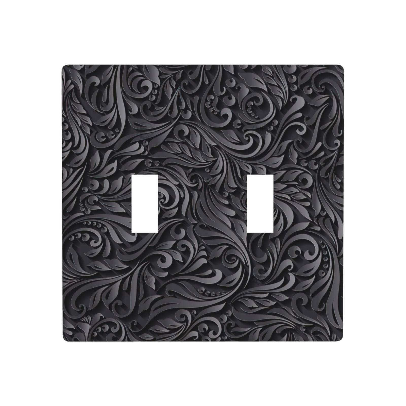 1Pcs Black floral printSwitch Plates And Outlet Covers Wall Plate Cover Light Switch Plate Unbreakable Polycarbonate Thermo plastic Decorative switch and socket covers for home kitchen decoration