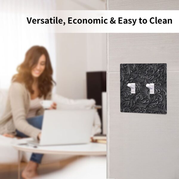 1Pcs Black floral printSwitch Plates And Outlet Covers  Wall Plate Cover  Light Switch Plate  Unbreakable Polycarbonate Thermo plastic  Decorative switch and socket covers for home kitchen decoration - Image 4