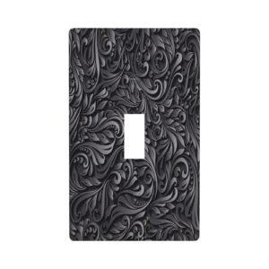 1Pcs Black floral printSwitch Plates And Outlet Covers  Wall Plate Cover  Light Switch Plate  Unbreakable Polycarbonate Thermo plastic  Decorative switch and socket covers for home kitchen decoration