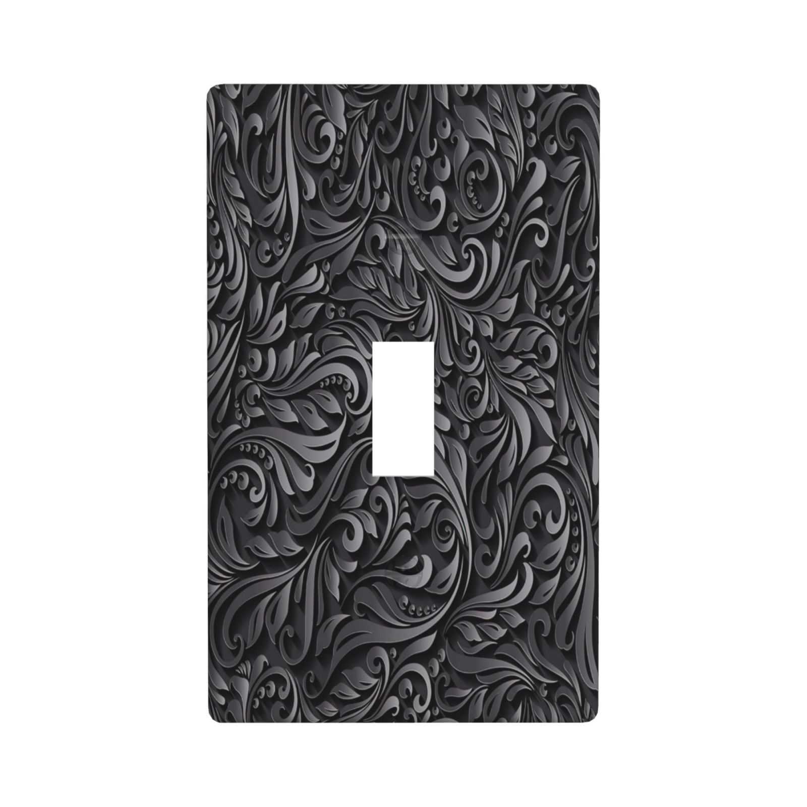 1Pcs Black floral printSwitch Plates And Outlet Covers Wall Plate Cover Light Switch Plate Unbreakable Polycarbonate Thermo plastic Decorative switch and socket covers for home kitchen decoration