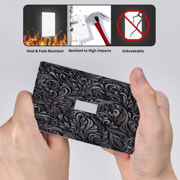 1Pcs Black floral printSwitch Plates And Outlet Covers  Wall Plate Cover  Light Switch Plate  Unbreakable Polycarbonate Thermo plastic  Decorative switch and socket covers for home kitchen decoration - Image 5