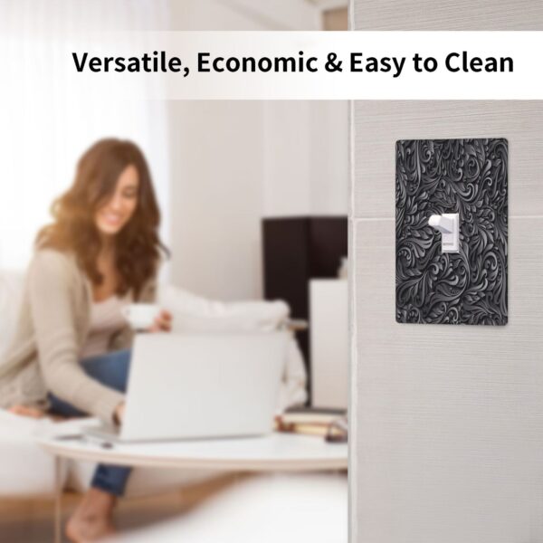 1Pcs Black floral printSwitch Plates And Outlet Covers  Wall Plate Cover  Light Switch Plate  Unbreakable Polycarbonate Thermo plastic  Decorative switch and socket covers for home kitchen decoration - Image 4