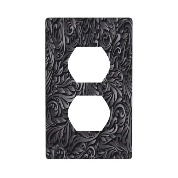1Pcs Black floral printSwitch Plates And Outlet Covers  Wall Plate Cover  Light Switch Plate  Unbreakable Polycarbonate Thermo plastic  Decorative switch and socket covers for home kitchen decoration