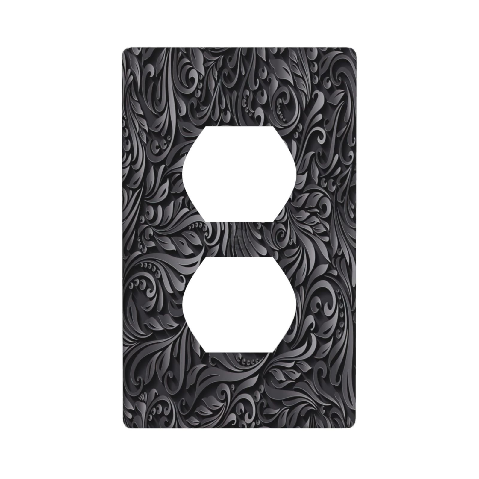 1Pcs Black floral printSwitch Plates And Outlet Covers Wall Plate Cover Light Switch Plate Unbreakable Polycarbonate Thermo plastic Decorative switch and socket covers for home kitchen decoration