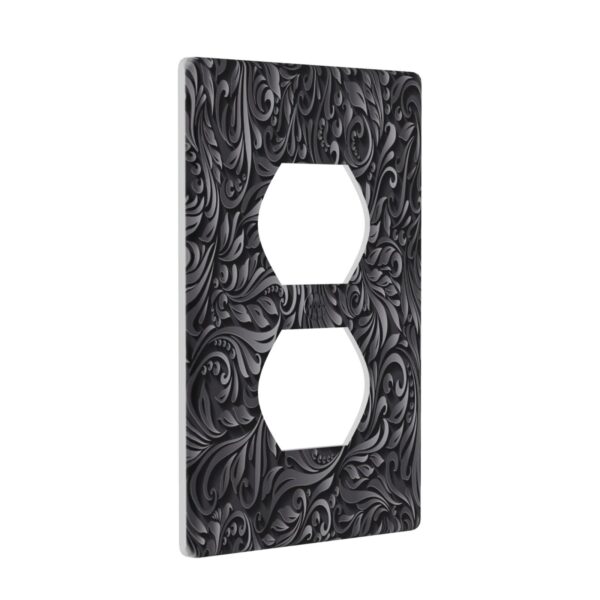 1Pcs Black floral printSwitch Plates And Outlet Covers  Wall Plate Cover  Light Switch Plate  Unbreakable Polycarbonate Thermo plastic  Decorative switch and socket covers for home kitchen decoration - Image 2