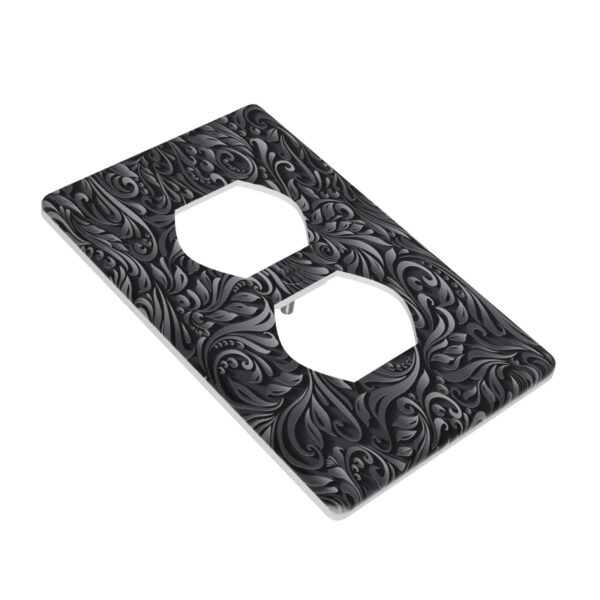 1Pcs Black floral printSwitch Plates And Outlet Covers  Wall Plate Cover  Light Switch Plate  Unbreakable Polycarbonate Thermo plastic  Decorative switch and socket covers for home kitchen decoration - Image 3