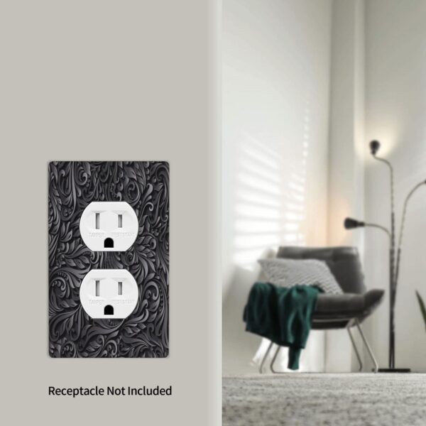 1Pcs Black floral printSwitch Plates And Outlet Covers  Wall Plate Cover  Light Switch Plate  Unbreakable Polycarbonate Thermo plastic  Decorative switch and socket covers for home kitchen decoration - Image 5