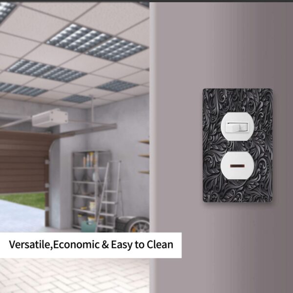 1Pcs Black floral printSwitch Plates And Outlet Covers  Wall Plate Cover  Light Switch Plate  Unbreakable Polycarbonate Thermo plastic  Decorative switch and socket covers for home kitchen decoration - Image 4