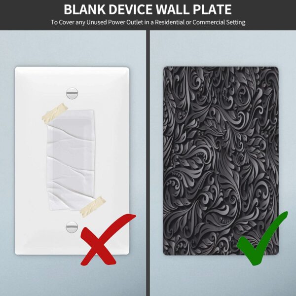 1Pcs Black floral printSwitch Plates And Outlet Covers  Wall Plate Cover  Light Switch Plate  Unbreakable Polycarbonate Thermo plastic  Decorative switch and socket covers for home kitchen decoration - Image 4
