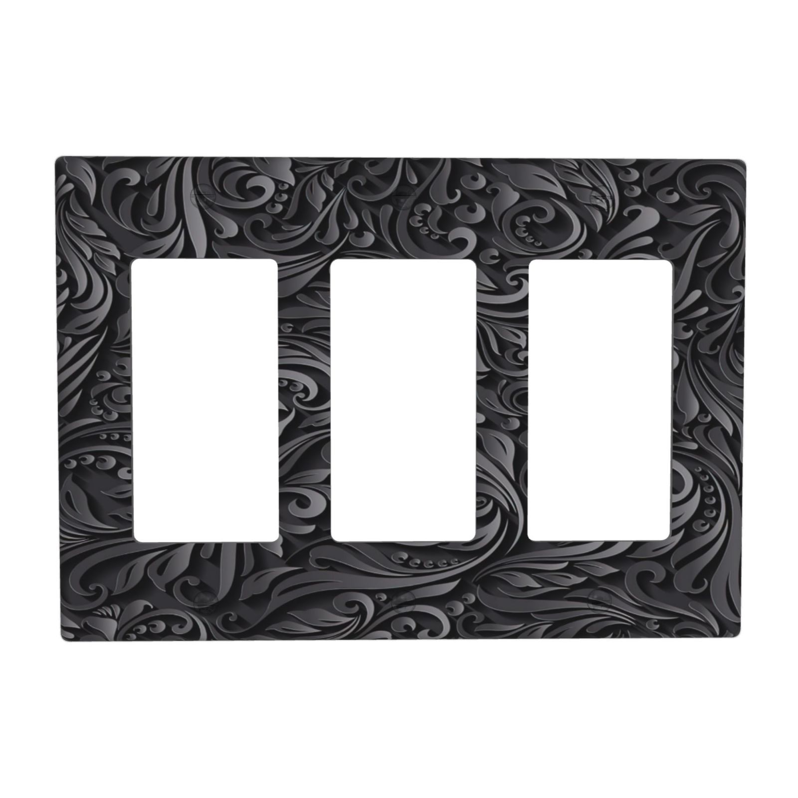 1Pcs Black floral printSwitch Plates And Outlet Covers Wall Plate Cover Light Switch Plate Unbreakable Polycarbonate Thermo plastic Decorative switch and socket covers for home kitchen decoration