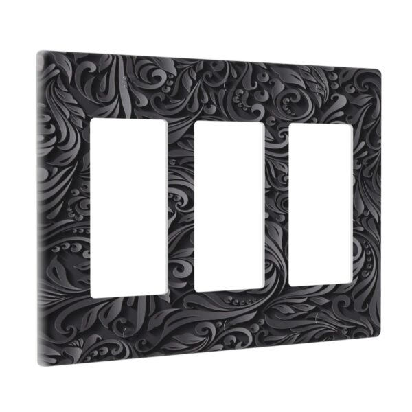 1Pcs Black floral printSwitch Plates And Outlet Covers  Wall Plate Cover  Light Switch Plate  Unbreakable Polycarbonate Thermo plastic  Decorative switch and socket covers for home kitchen decoration - Image 2