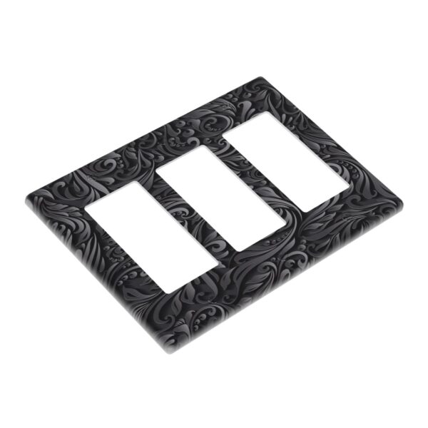 1Pcs Black floral printSwitch Plates And Outlet Covers  Wall Plate Cover  Light Switch Plate  Unbreakable Polycarbonate Thermo plastic  Decorative switch and socket covers for home kitchen decoration - Image 4