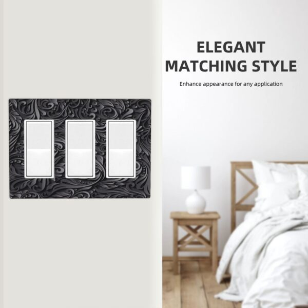 1Pcs Black floral printSwitch Plates And Outlet Covers  Wall Plate Cover  Light Switch Plate  Unbreakable Polycarbonate Thermo plastic  Decorative switch and socket covers for home kitchen decoration - Image 5