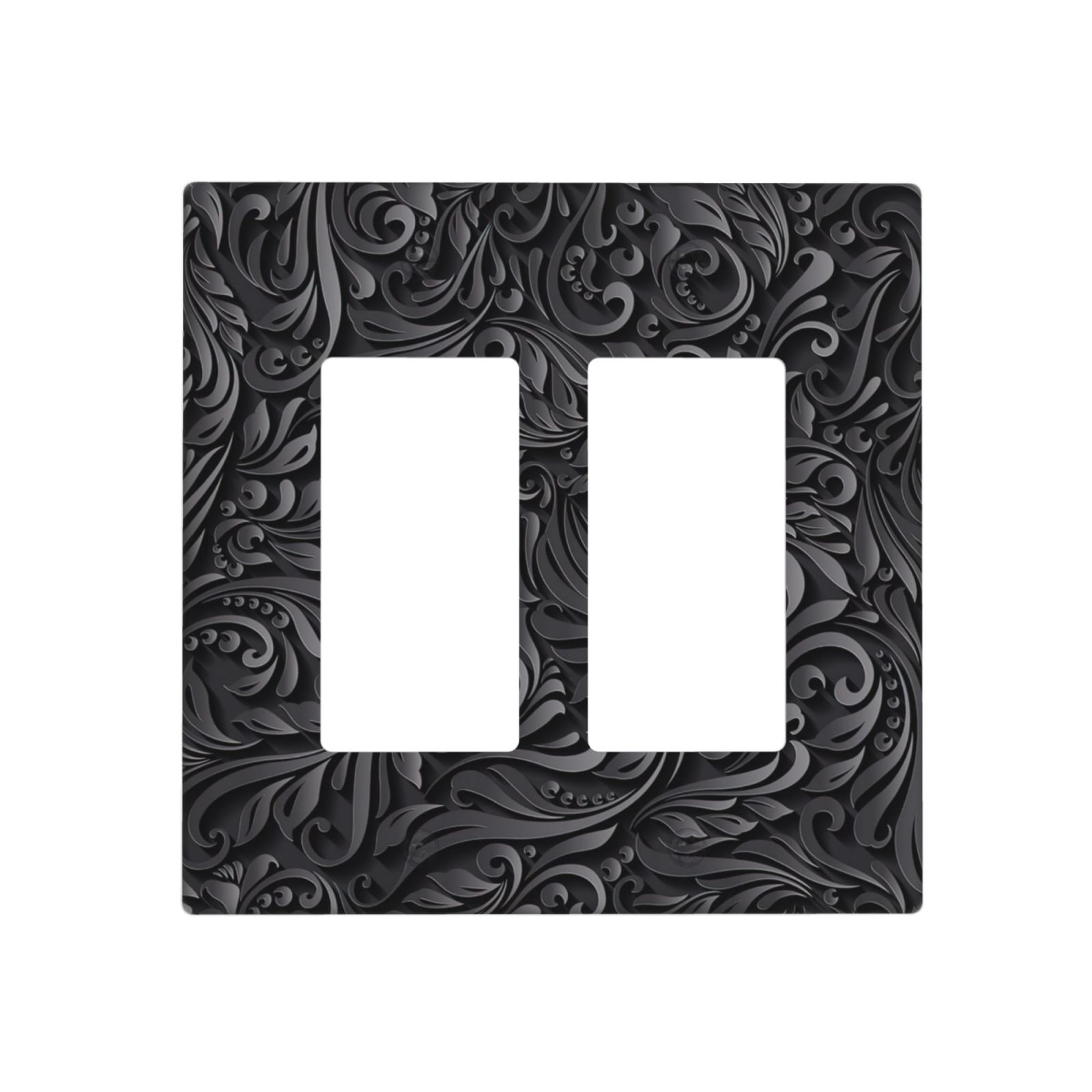 1Pcs Black floral printSwitch Plates And Outlet Covers Wall Plate Cover Light Switch Plate Unbreakable Polycarbonate Thermo plastic Decorative switch and socket covers for home kitchen decoration