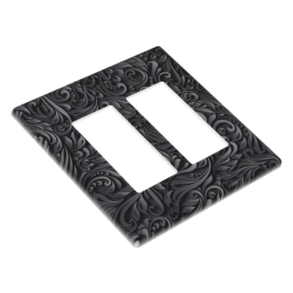 1Pcs Black floral printSwitch Plates And Outlet Covers  Wall Plate Cover  Light Switch Plate  Unbreakable Polycarbonate Thermo plastic  Decorative switch and socket covers for home kitchen decoration - Image 2