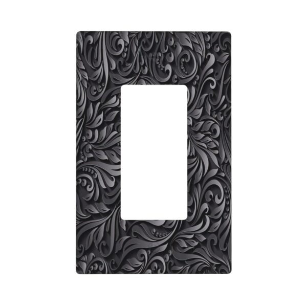 1Pcs Black floral printSwitch Plates And Outlet Covers  Wall Plate Cover  Light Switch Plate  Unbreakable Polycarbonate Thermo plastic  Decorative switch and socket covers for home kitchen decoration