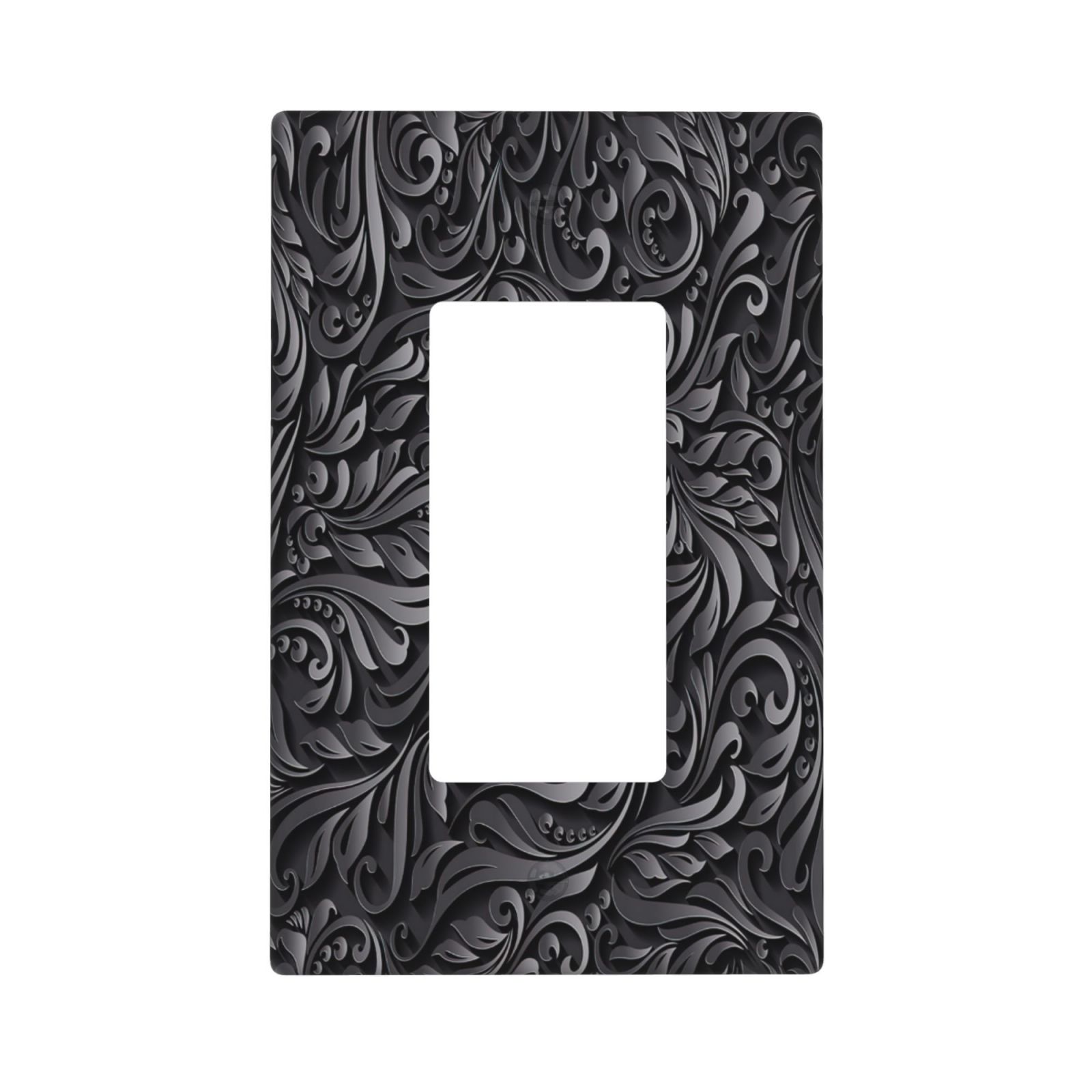 1Pcs Black floral printSwitch Plates And Outlet Covers Wall Plate Cover Light Switch Plate Unbreakable Polycarbonate Thermo plastic Decorative switch and socket covers for home kitchen decoration