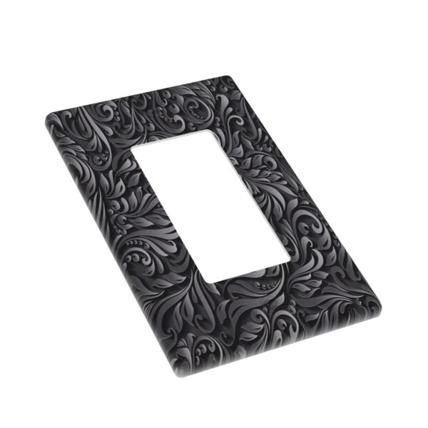 1Pcs Black floral printSwitch Plates And Outlet Covers  Wall Plate Cover  Light Switch Plate  Unbreakable Polycarbonate Thermo plastic  Decorative switch and socket covers for home kitchen decoration - Image 3