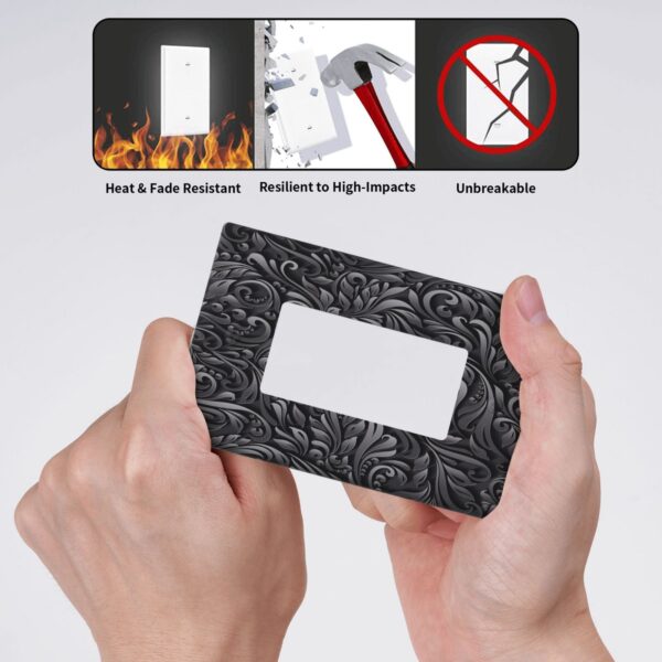 1Pcs Black floral printSwitch Plates And Outlet Covers  Wall Plate Cover  Light Switch Plate  Unbreakable Polycarbonate Thermo plastic  Decorative switch and socket covers for home kitchen decoration - Image 5