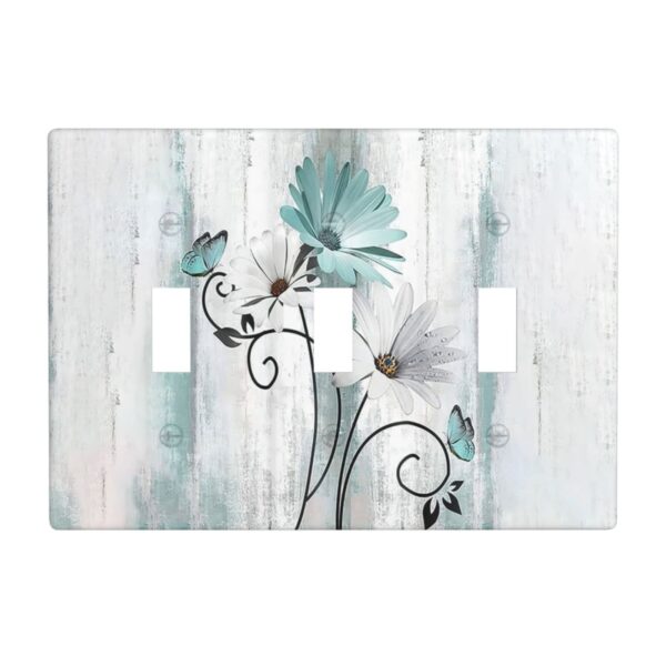 1Pcs Blue daisy flowers Switch Plates And Outlet Covers  Wall Plate Cover  Light Switch Plate  Unbreakable Polycarbonate Thermoplastic  Decorative switch and socket covers for home kitchen decoration
