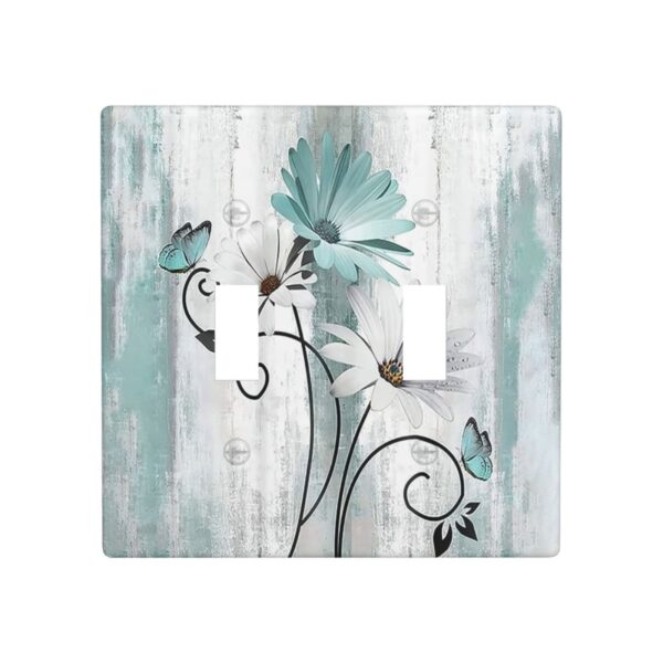 1Pcs Blue daisy flowers Switch Plates And Outlet Covers  Wall Plate Cover  Light Switch Plate  Unbreakable Polycarbonate Thermoplastic  Decorative switch and socket covers for home kitchen decoration