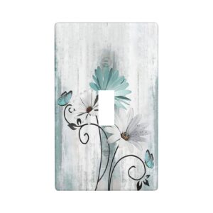 1Pcs Blue daisy flowers Switch Plates And Outlet Covers  Wall Plate Cover  Light Switch Plate  Unbreakable Polycarbonate Thermoplastic  Decorative switch and socket covers for home kitchen decoration