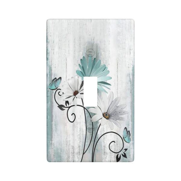1Pcs Blue daisy flowers Switch Plates And Outlet Covers  Wall Plate Cover  Light Switch Plate  Unbreakable Polycarbonate Thermoplastic  Decorative switch and socket covers for home kitchen decoration