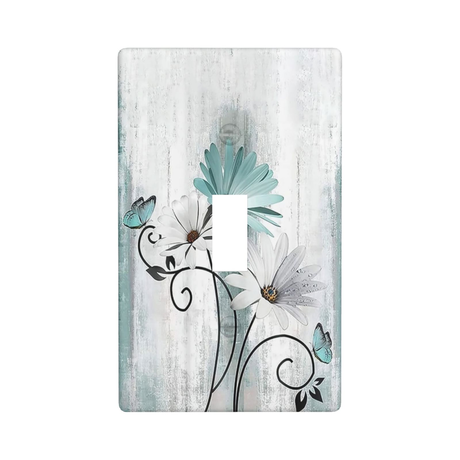 1Pcs Blue daisy flowers Switch Plates And Outlet Covers Wall Plate Cover Light Switch Plate Unbreakable Polycarbonate Thermoplastic Decorative switch and socket covers for home kitchen decoration