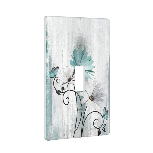 1Pcs Blue daisy flowers Switch Plates And Outlet Covers  Wall Plate Cover  Light Switch Plate  Unbreakable Polycarbonate Thermoplastic  Decorative switch and socket covers for home kitchen decoration - Image 2