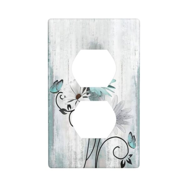 1Pcs Blue daisy flowers Switch Plates And Outlet Covers  Wall Plate Cover  Light Switch Plate  Unbreakable Polycarbonate Thermoplastic  Decorative switch and socket covers for home kitchen decoration