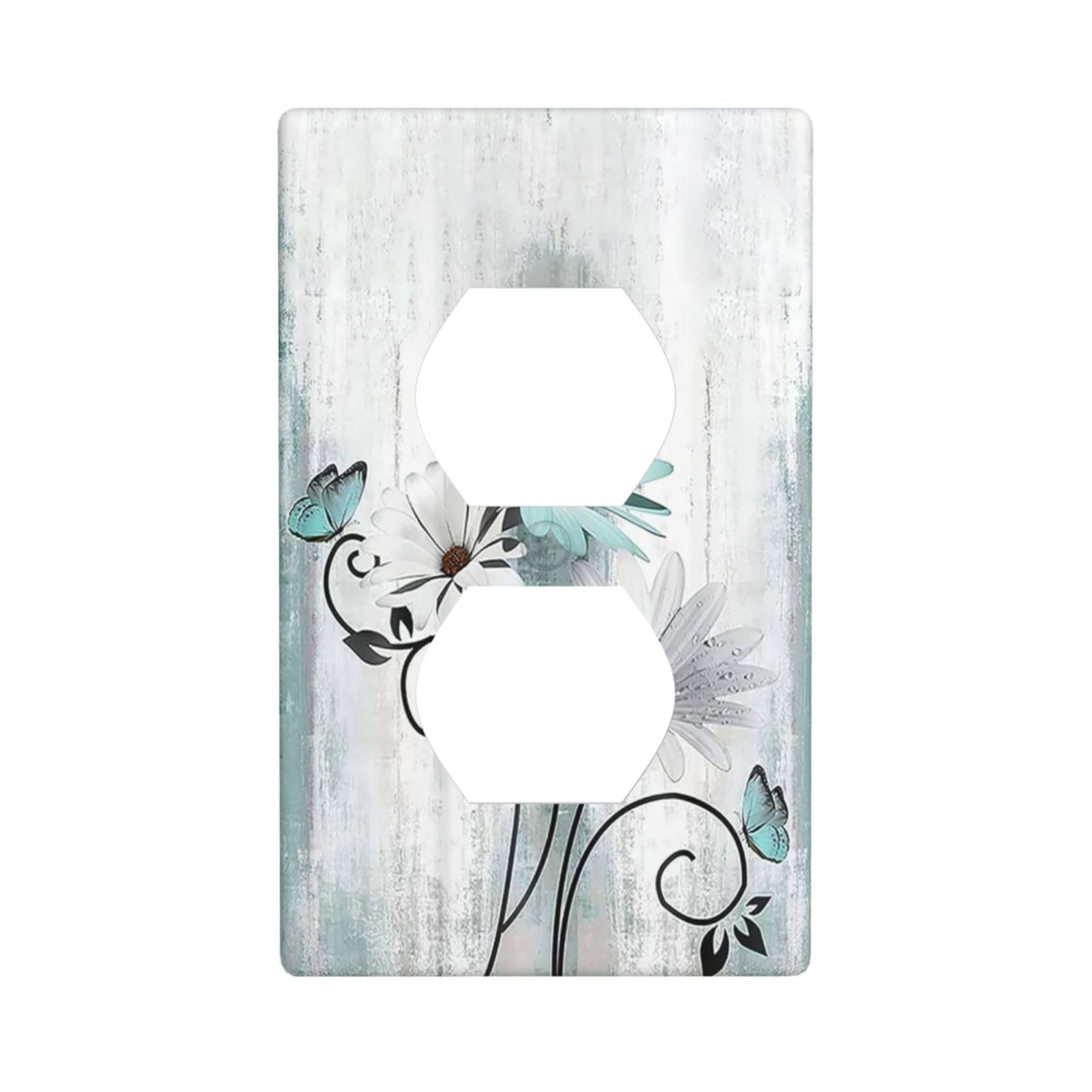 1Pcs Blue daisy flowers Switch Plates And Outlet Covers Wall Plate Cover Light Switch Plate Unbreakable Polycarbonate Thermoplastic Decorative switch and socket covers for home kitchen decoration