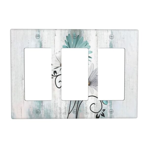 1Pcs Blue daisy flowers Switch Plates And Outlet Covers  Wall Plate Cover  Light Switch Plate  Unbreakable Polycarbonate Thermoplastic  Decorative switch and socket covers for home kitchen decoration