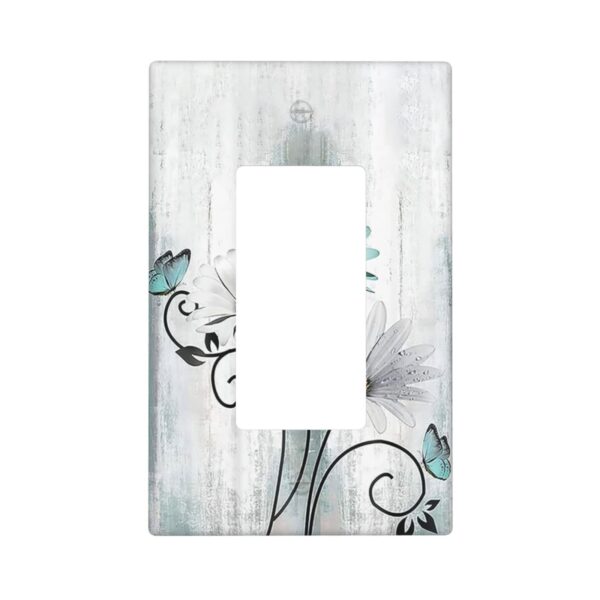1Pcs Blue daisy flowers Switch Plates And Outlet Covers  Wall Plate Cover  Light Switch Plate  Unbreakable Polycarbonate Thermoplastic  Decorative switch and socket covers for home kitchen decoration