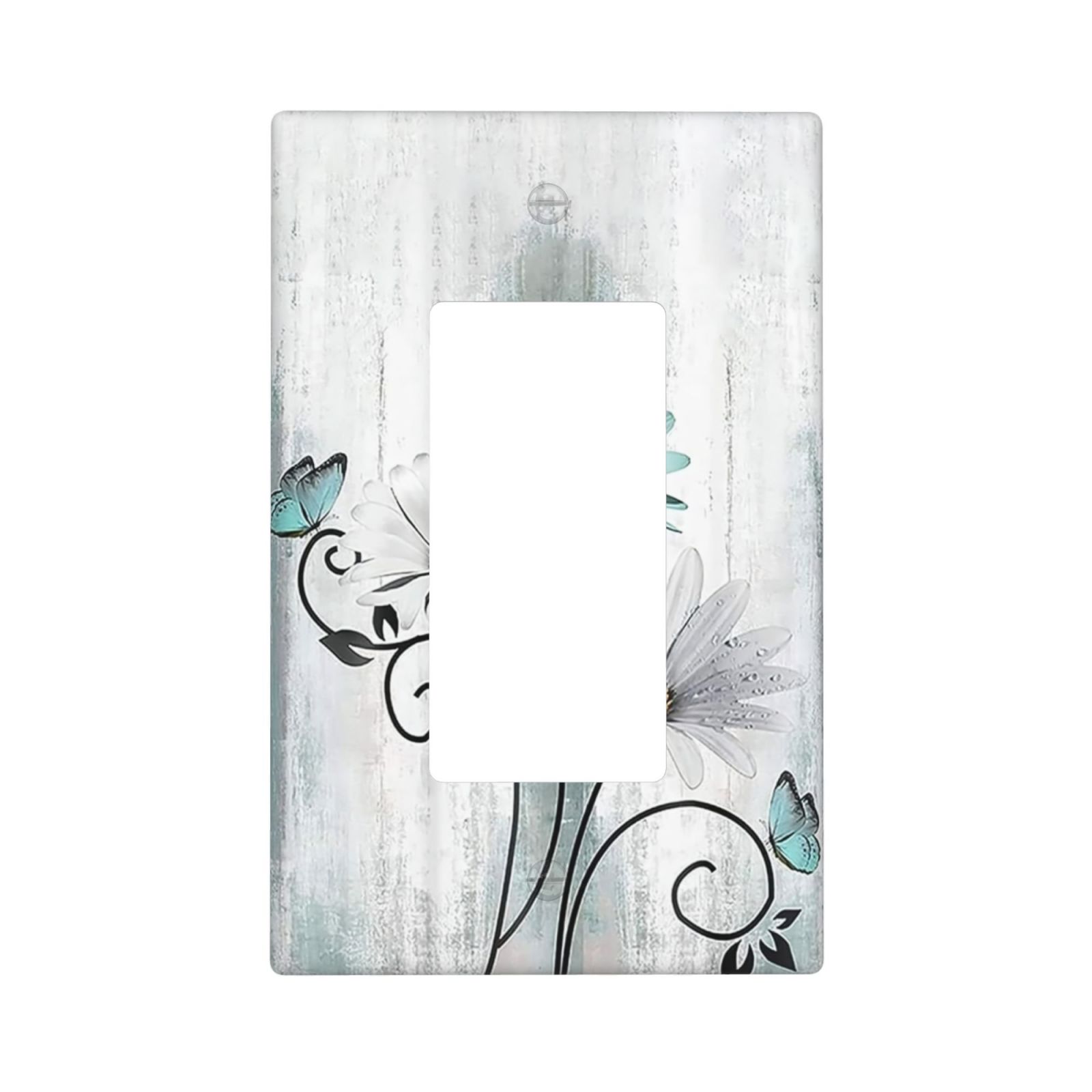 1Pcs Blue daisy flowers Switch Plates And Outlet Covers Wall Plate Cover Light Switch Plate Unbreakable Polycarbonate Thermoplastic Decorative switch and socket covers for home kitchen decoration