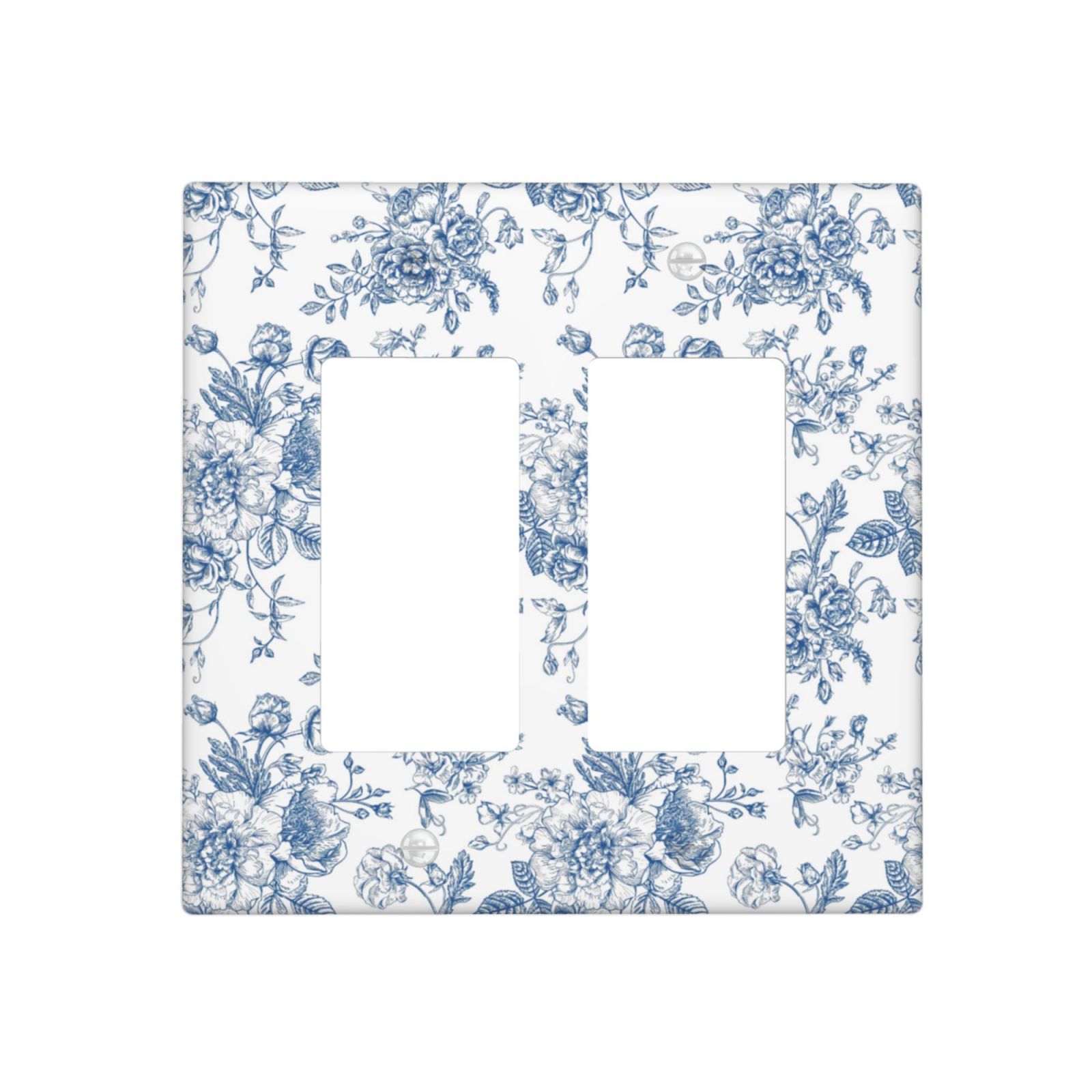 1Pcs Blue Flower Line Art Switch Plates And Outlet Covers  Wall Plate Cover  Light Switch Plate  Unbreakable Polycarbonate Thermoplastic  Decorative switch and socket covers for home kitchen decoration