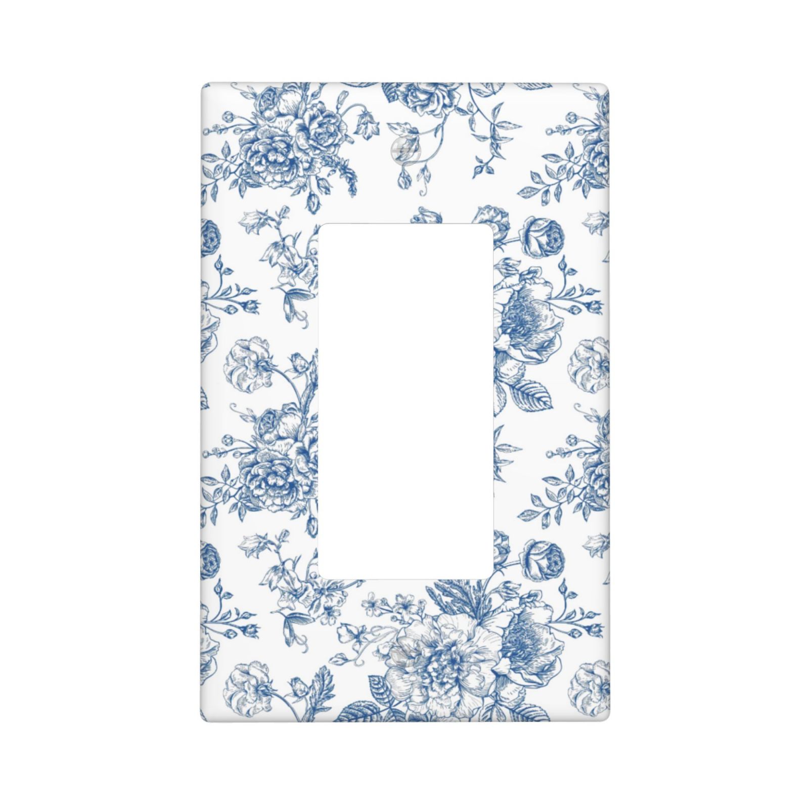 1Pcs Blue Flower Line Art Switch Plates And Outlet Covers Wall Plate Cover Light Switch Plate Unbreakable Polycarbonate Thermoplastic Decorative switch and socket covers for home kitchen decoration