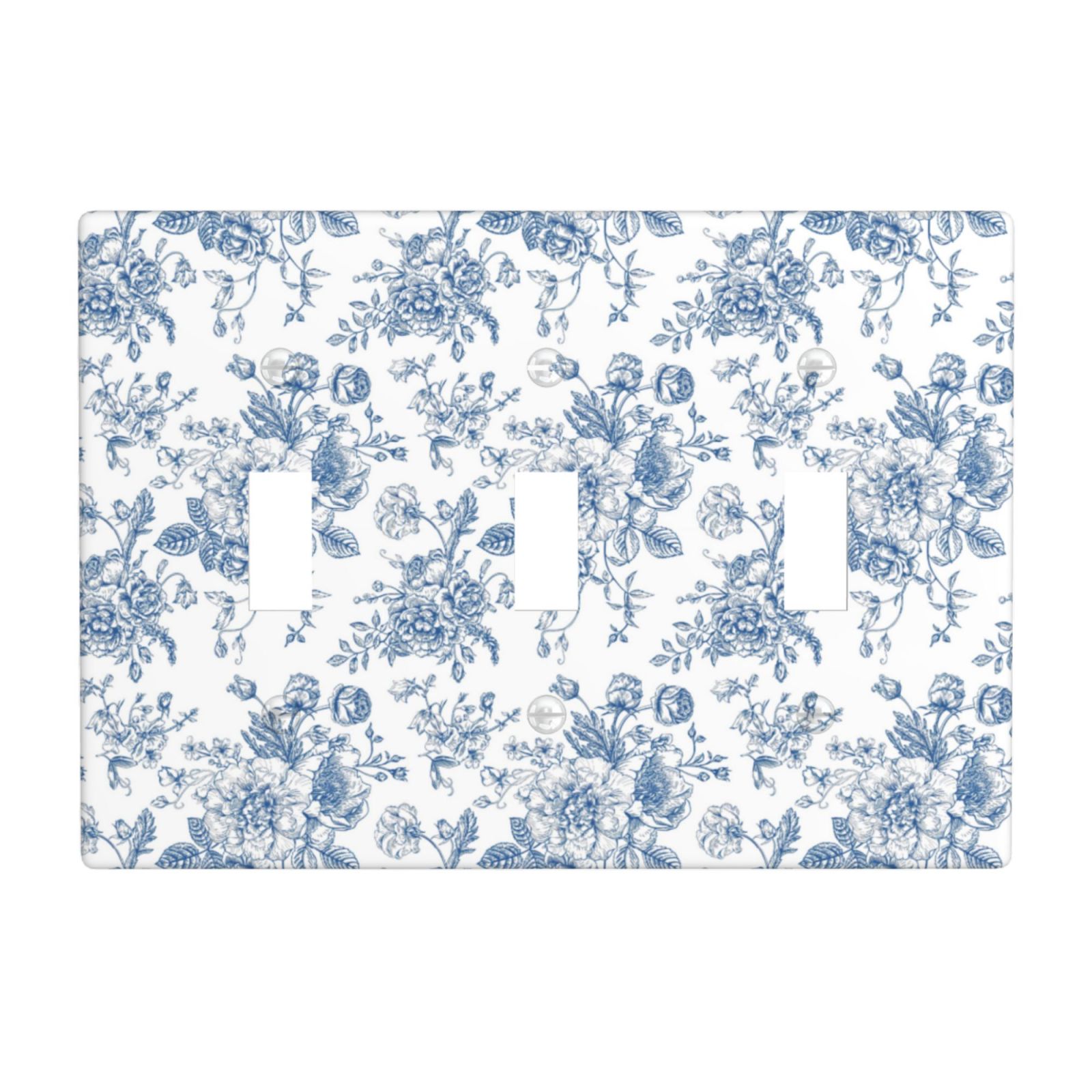 1Pcs Blue Flower Line Art Switch Plates And Outlet Covers Wall Plate Cover Light Switch Plate Unbreakable Polycarbonate Thermoplastic Decorative switch and socket covers for home kitchen decoration