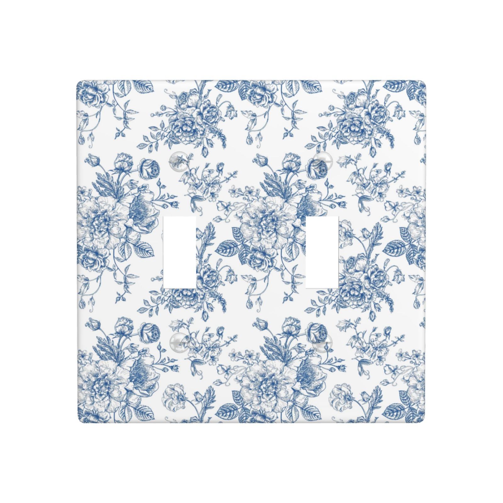 1Pcs Blue Flower Line Art Switch Plates And Outlet Covers  Wall Plate Cover  Light Switch Plate  Unbreakable Polycarbonate Thermoplastic  Decorative switch and socket covers for home kitchen decoration